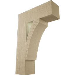 Ekena Millwork - BKTUR055X18X26THR05RCPR - Timberthane Faux Wood Thorton Style Bracket, Block Ends, 5 1/2"W x 18"D x 26"H, Primed Tan