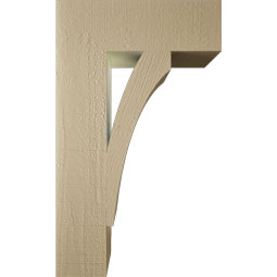 Ekena Millwork - BKTUR055X18X30THR05RCPR - Timberthane Faux Wood Thorton Style Bracket, Block Ends, 5 1/2"W x 18"D x 30"H, Primed Tan