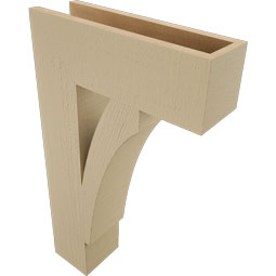 Ekena Millwork - BKTUR055X18X30THR05RCPR - Timberthane Faux Wood Thorton Style Bracket, Block Ends, 5 1/2"W x 18"D x 30"H, Primed Tan