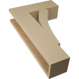 Ekena Millwork - BKTUR055X18X30THR05RCPR - Timberthane Faux Wood Thorton Style Bracket, Block Ends, 5 1/2"W x 18"D x 30"H, Primed Tan