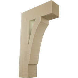 Ekena Millwork - BKTUR055X18X30THR05RCPR - Timberthane Faux Wood Thorton Style Bracket, Block Ends, 5 1/2"W x 18"D x 30"H, Primed Tan