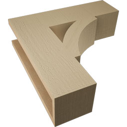 Ekena Millwork - BKTUR055X20X20THR05RCPR - Timberthane Faux Wood Thorton Style Bracket, Block Ends, 5 1/2"W x 20"D x 20"H, Primed Tan