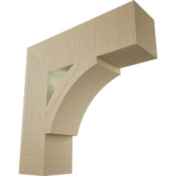 Ekena Millwork - BKTUR055X20X20THR05RCPR - Timberthane Faux Wood Thorton Style Bracket, Block Ends, 5 1/2"W x 20"D x 20"H, Primed Tan