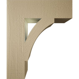 Ekena Millwork - BKTUR055X20X24THR05RCPR - Timberthane Faux Wood Thorton Style Bracket, Block Ends, 5 1/2"W x 20"D x 24"H, Primed Tan