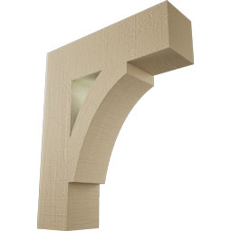 Ekena Millwork - BKTUR055X20X24THR05RCPR - Timberthane Faux Wood Thorton Style Bracket, Block Ends, 5 1/2"W x 20"D x 24"H, Primed Tan