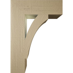 Ekena Millwork - BKTUR055X20X28THR05RCPR - Timberthane Faux Wood Thorton Style Bracket, Block Ends, 5 1/2"W x 20"D x 28"H, Primed Tan