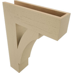 Ekena Millwork - BKTUR055X20X28THR05RCPR - Timberthane Faux Wood Thorton Style Bracket, Block Ends, 5 1/2"W x 20"D x 28"H, Primed Tan