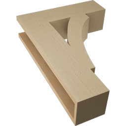 Ekena Millwork - BKTUR055X20X28THR05RCPR - Timberthane Faux Wood Thorton Style Bracket, Block Ends, 5 1/2"W x 20"D x 28"H, Primed Tan