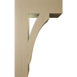 Ekena Millwork - BKTUR055X20X32THR05RCPR - Timberthane Faux Wood Thorton Style Bracket, Block Ends, 5 1/2"W x 20"D x 32"H, Primed Tan