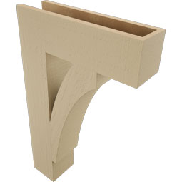 Ekena Millwork - BKTUR055X20X32THR05RCPR - Timberthane Faux Wood Thorton Style Bracket, Block Ends, 5 1/2"W x 20"D x 32"H, Primed Tan