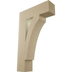 Ekena Millwork - BKTUR055X20X32THR05RCPR - Timberthane Faux Wood Thorton Style Bracket, Block Ends, 5 1/2"W x 20"D x 32"H, Primed Tan