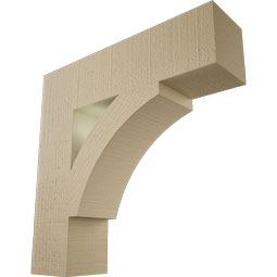 Ekena Millwork - BKTUR055X22X22THR05RCPR - Timberthane Faux Wood Thorton Style Bracket, Block Ends, 5 1/2"W x 22"D x 22"H, Primed Tan