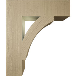 Ekena Millwork - BKTUR055X22X26THR05RCPR - Timberthane Faux Wood Thorton Style Bracket, Block Ends, 5 1/2"W x 22"D x 26"H, Primed Tan