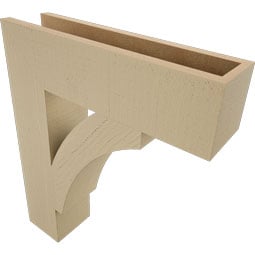Ekena Millwork - BKTUR055X22X26THR05RCPR - Timberthane Faux Wood Thorton Style Bracket, Block Ends, 5 1/2"W x 22"D x 26"H, Primed Tan