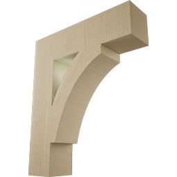 Ekena Millwork - BKTUR055X22X26THR05RCPR - Timberthane Faux Wood Thorton Style Bracket, Block Ends, 5 1/2"W x 22"D x 26"H, Primed Tan