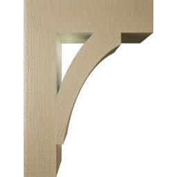 Ekena Millwork - BKTUR055X22X30THR05RCPR - Timberthane Faux Wood Thorton Style Bracket, Block Ends, 5 1/2"W x 22"D x 30"H, Primed Tan