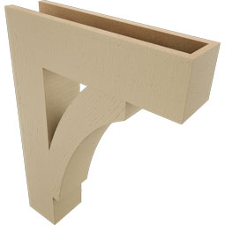 Ekena Millwork - BKTUR055X22X30THR05RCPR - Timberthane Faux Wood Thorton Style Bracket, Block Ends, 5 1/2"W x 22"D x 30"H, Primed Tan