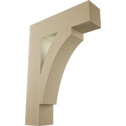 Ekena Millwork - BKTUR055X22X30THR05RCPR - Timberthane Faux Wood Thorton Style Bracket, Block Ends, 5 1/2"W x 22"D x 30"H, Primed Tan