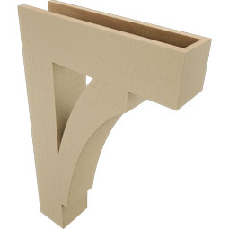 Ekena Millwork - BKTUR055X22X34THR05RCPR - Timberthane Faux Wood Thorton Style Bracket, Block Ends, 5 1/2"W x 22"D x 34"H, Primed Tan