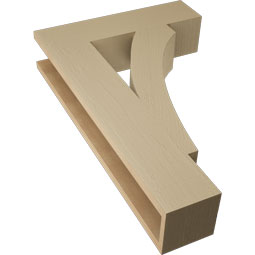 Ekena Millwork - BKTUR055X22X34THR05RCPR - Timberthane Faux Wood Thorton Style Bracket, Block Ends, 5 1/2"W x 22"D x 34"H, Primed Tan