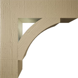 Ekena Millwork - BKTUR055X24X24THR05RCPR - Timberthane Faux Wood Thorton Style Bracket, Block Ends, 5 1/2"W x 24"D x 24"H, Primed Tan