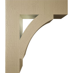 Ekena Millwork - BKTUR055X24X28THR05RCPR - Timberthane Faux Wood Thorton Style Bracket, Block Ends, 5 1/2"W x 24"D x 28"H, Primed Tan