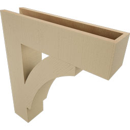 Ekena Millwork - BKTUR055X24X28THR05RCPR - Timberthane Faux Wood Thorton Style Bracket, Block Ends, 5 1/2"W x 24"D x 28"H, Primed Tan