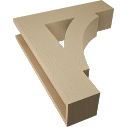 Ekena Millwork - BKTUR055X24X28THR05RCPR - Timberthane Faux Wood Thorton Style Bracket, Block Ends, 5 1/2"W x 24"D x 28"H, Primed Tan