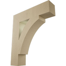 Ekena Millwork - BKTUR055X24X28THR05RCPR - Timberthane Faux Wood Thorton Style Bracket, Block Ends, 5 1/2"W x 24"D x 28"H, Primed Tan