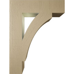 Ekena Millwork - BKTUR055X24X32THR05RCPR - Timberthane Faux Wood Thorton Style Bracket, Block Ends, 5 1/2"W x 24"D x 32"H, Primed Tan