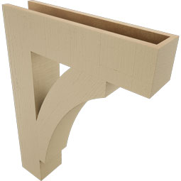 Ekena Millwork - BKTUR055X24X32THR05RCPR - Timberthane Faux Wood Thorton Style Bracket, Block Ends, 5 1/2"W x 24"D x 32"H, Primed Tan