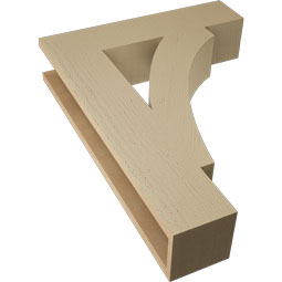 Ekena Millwork - BKTUR055X24X32THR05RCPR - Timberthane Faux Wood Thorton Style Bracket, Block Ends, 5 1/2"W x 24"D x 32"H, Primed Tan