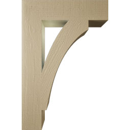 Ekena Millwork - BKTUR055X24X36THR05RCPR - Timberthane Faux Wood Thorton Style Bracket, Block Ends, 5 1/2"W x 24"D x 36"H, Primed Tan