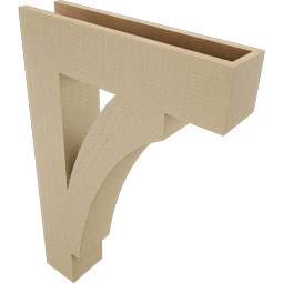 Ekena Millwork - BKTUR055X24X36THR05RCPR - Timberthane Faux Wood Thorton Style Bracket, Block Ends, 5 1/2"W x 24"D x 36"H, Primed Tan