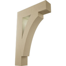 Ekena Millwork - BKTUR055X24X36THR05RCPR - Timberthane Faux Wood Thorton Style Bracket, Block Ends, 5 1/2"W x 24"D x 36"H, Primed Tan