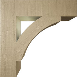 Ekena Millwork - BKTUR055X26X26THR05RCPR - Timberthane Faux Wood Thorton Style Bracket, Block Ends, 5 1/2"W x 26"D x 26"H, Primed Tan