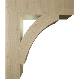 Ekena Millwork - BKTUR055X26X30THR05RCPR - Timberthane Faux Wood Thorton Style Bracket, Block Ends, 5 1/2"W x 26"D x 30"H, Primed Tan