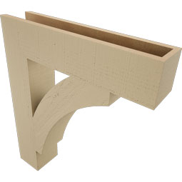 Ekena Millwork - BKTUR055X26X30THR05RCPR - Timberthane Faux Wood Thorton Style Bracket, Block Ends, 5 1/2"W x 26"D x 30"H, Primed Tan