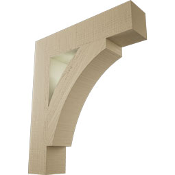 Ekena Millwork - BKTUR055X26X30THR05RCPR - Timberthane Faux Wood Thorton Style Bracket, Block Ends, 5 1/2"W x 26"D x 30"H, Primed Tan