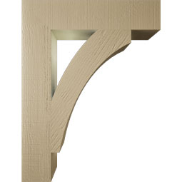Ekena Millwork - BKTUR055X26X34THR05RCPR - Timberthane Faux Wood Thorton Style Bracket, Block Ends, 5 1/2"W x 26"D x 34"H, Primed Tan