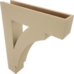 Ekena Millwork - BKTUR055X26X34THR05RCPR - Timberthane Faux Wood Thorton Style Bracket, Block Ends, 5 1/2"W x 26"D x 34"H, Primed Tan