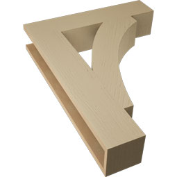 Ekena Millwork - BKTUR055X26X34THR05RCPR - Timberthane Faux Wood Thorton Style Bracket, Block Ends, 5 1/2"W x 26"D x 34"H, Primed Tan
