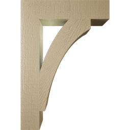 Ekena Millwork - BKTUR055X26X38THR05RCPR - Timberthane Faux Wood Thorton Style Bracket, Block Ends, 5 1/2"W x 26"D x 38"H, Primed Tan