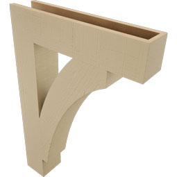 Ekena Millwork - BKTUR055X26X38THR05RCPR - Timberthane Faux Wood Thorton Style Bracket, Block Ends, 5 1/2"W x 26"D x 38"H, Primed Tan