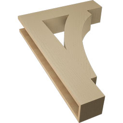 Ekena Millwork - BKTUR055X26X38THR05RCPR - Timberthane Faux Wood Thorton Style Bracket, Block Ends, 5 1/2"W x 26"D x 38"H, Primed Tan