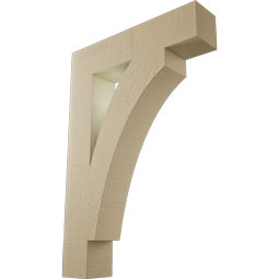 Ekena Millwork - BKTUR055X26X38THR05RCPR - Timberthane Faux Wood Thorton Style Bracket, Block Ends, 5 1/2"W x 26"D x 38"H, Primed Tan