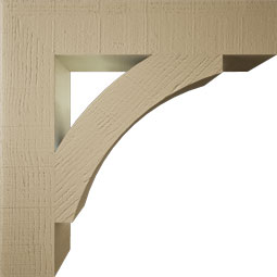 Ekena Millwork - BKTUR055X28X28THR05RCPR - Timberthane Faux Wood Thorton Style Bracket, Block Ends, 5 1/2"W x 28"D x 28"H, Primed Tan