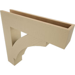 Ekena Millwork - BKTUR055X28X28THR05RCPR - Timberthane Faux Wood Thorton Style Bracket, Block Ends, 5 1/2"W x 28"D x 28"H, Primed Tan