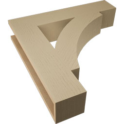 Ekena Millwork - BKTUR055X28X28THR05RCPR - Timberthane Faux Wood Thorton Style Bracket, Block Ends, 5 1/2"W x 28"D x 28"H, Primed Tan