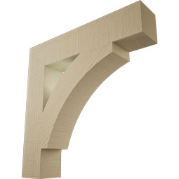 Ekena Millwork - BKTUR055X28X28THR05RCPR - Timberthane Faux Wood Thorton Style Bracket, Block Ends, 5 1/2"W x 28"D x 28"H, Primed Tan